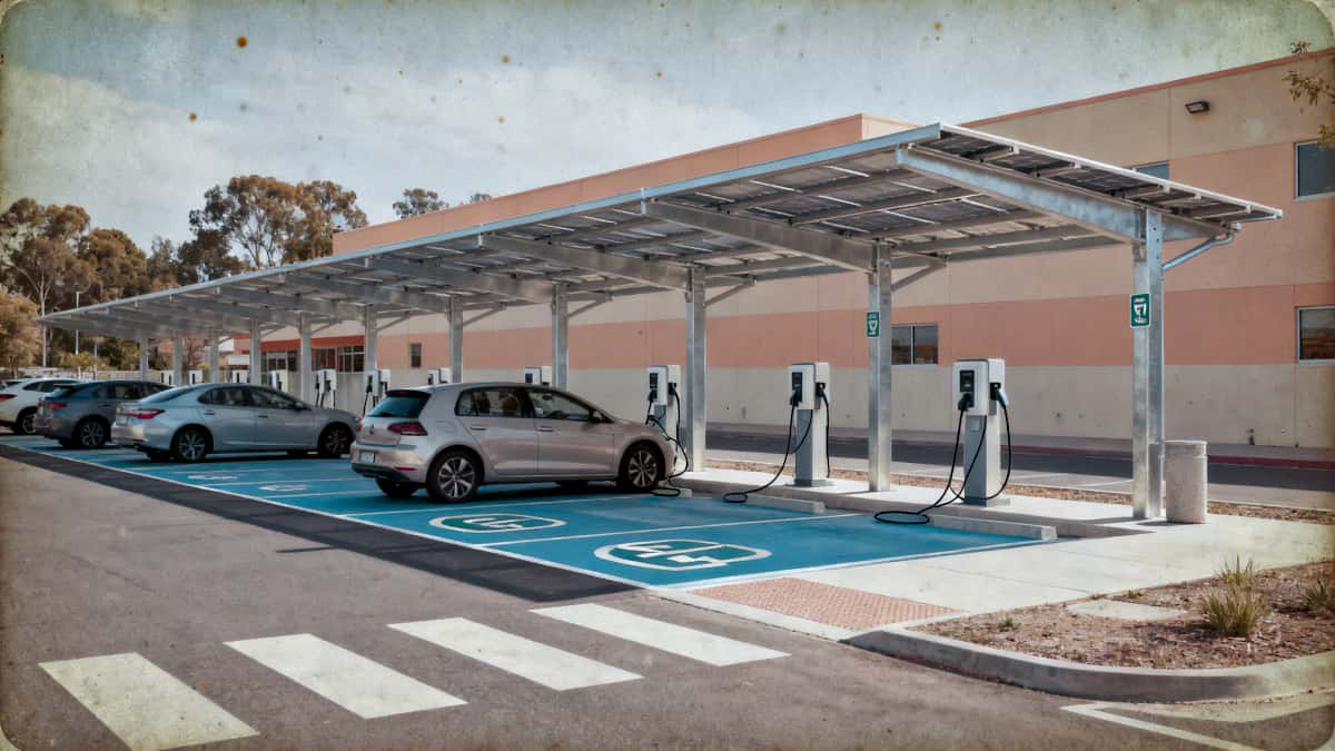 Abri métallique pour bornes de recharge sur parking