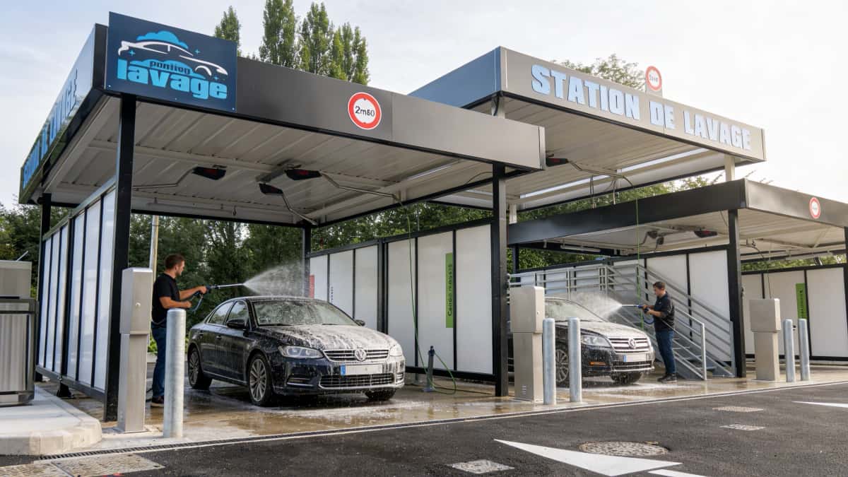 Structure métallique pour pistes de lavage haute pression